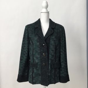 ST. JOHN Tweed Knit Jacket Blazer w/ Notch-Collar